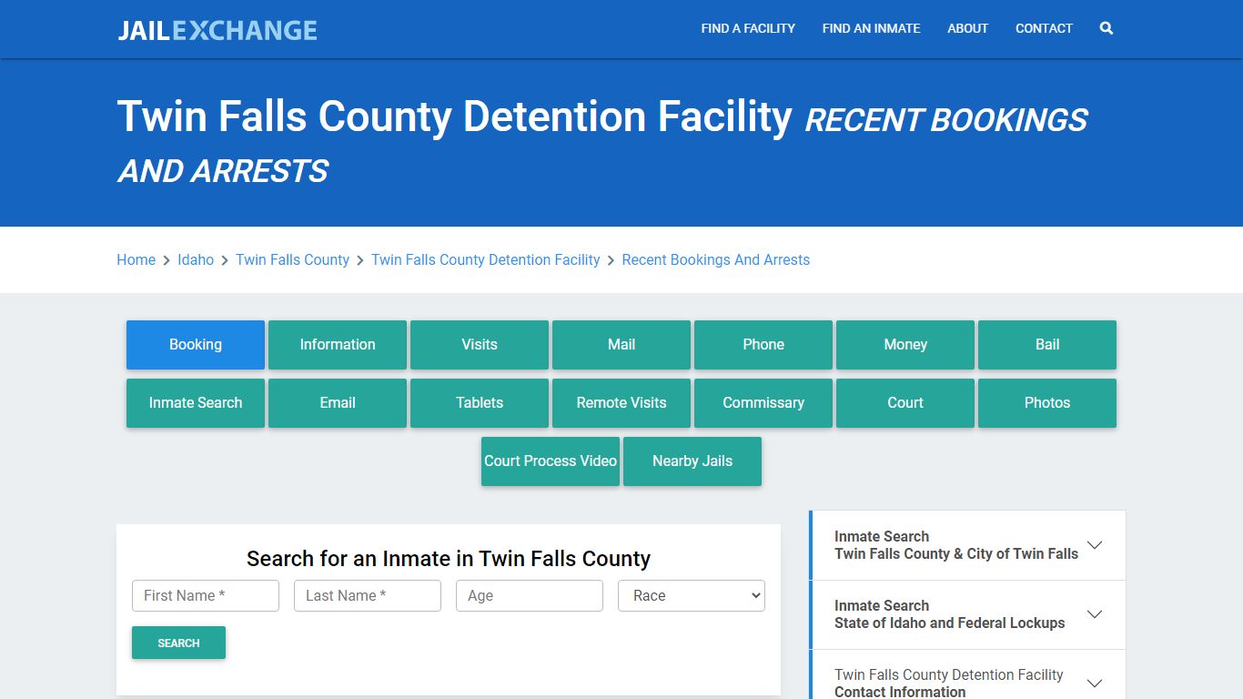 Twin Falls County Detention Facility Recent Bookings And Arrests