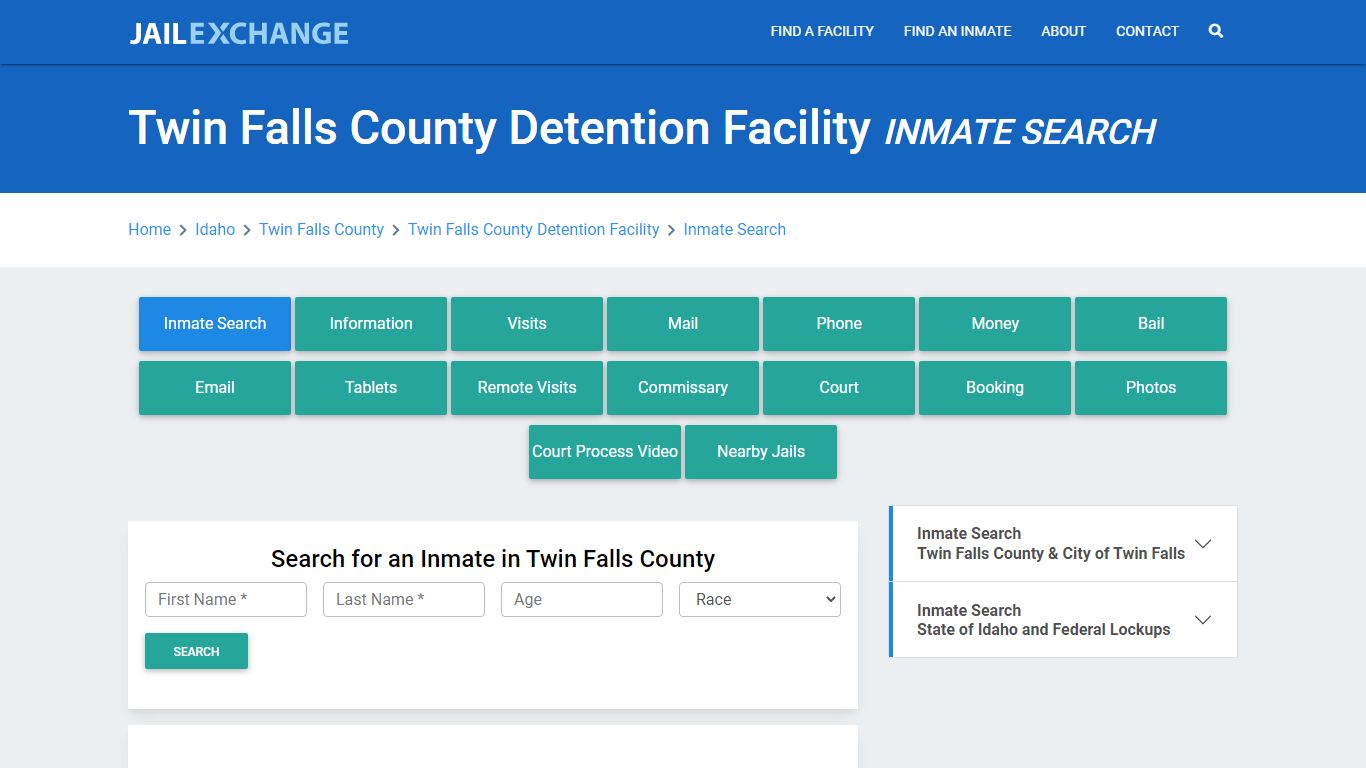 Twin Falls County Detention Facility Inmate Search - Jail Exchange