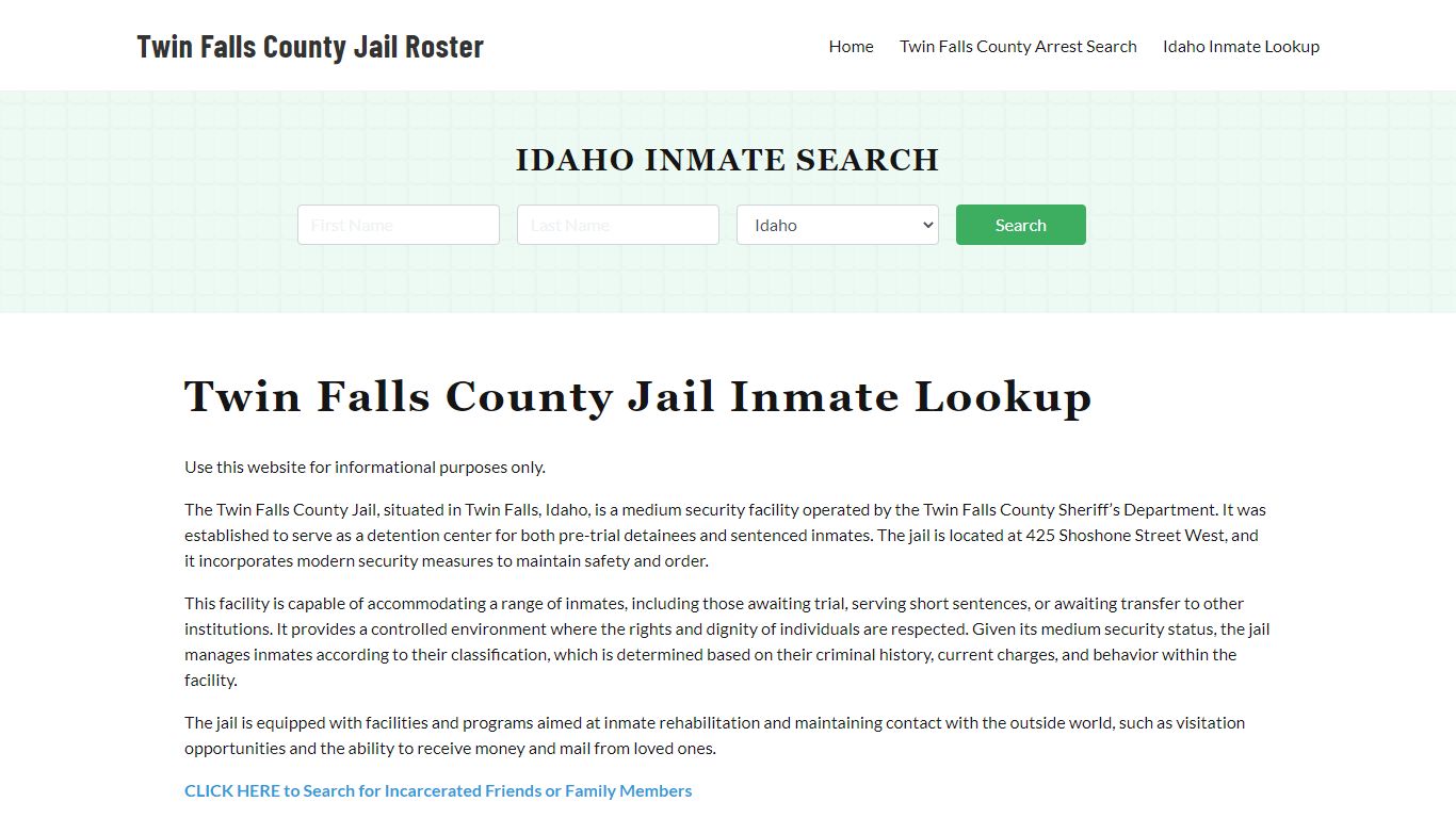 Twin Falls County Jail Roster Lookup, ID, Inmate Search