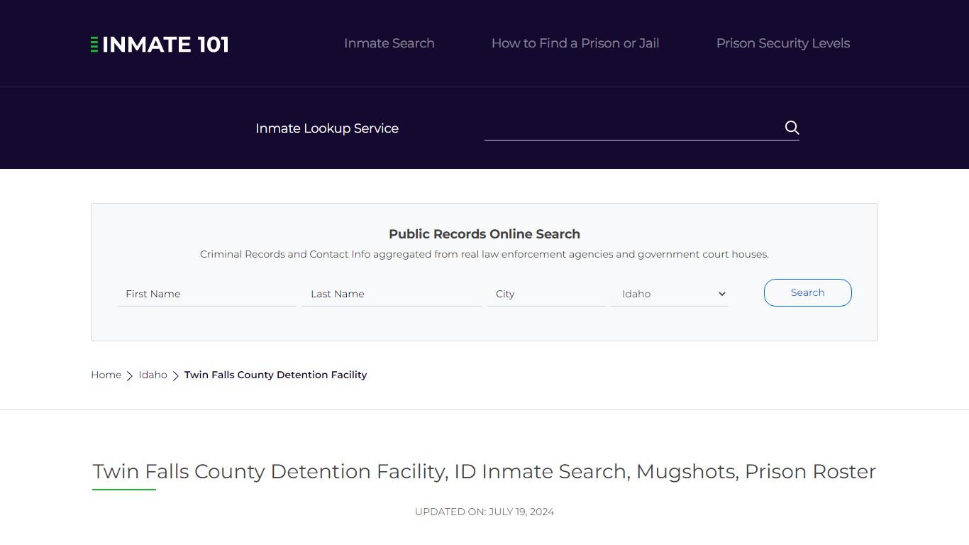 Twin Falls County Detention Facility, ID Inmate Search, Mugshots ...